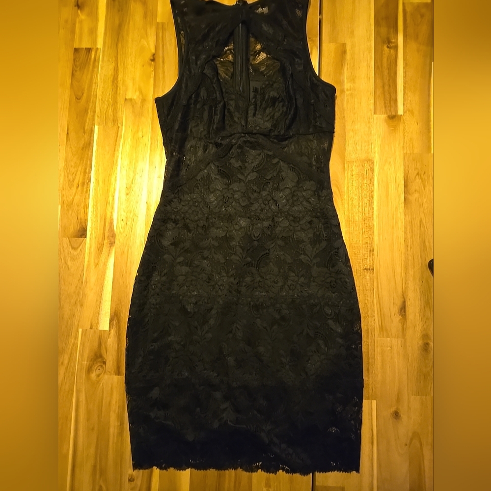 Guess Sheer Sexy Lace Black Bodycon mini dress size small